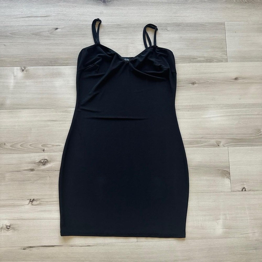 bebe y2k black mini slip dress